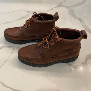Mens Polo Sport high leather work boots.  Brown with leather laces in size 10